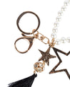Donati Key Chain, Star & Pearls, Black, PU Leather, - MARKET 99