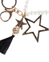 Donati Key Chain, Star & Pearls, Black, PU Leather, - MARKET 99