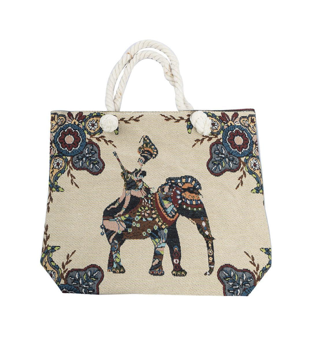 Donati Tote Bag, Elephant Print, Multicolour, Cotton - MARKET 99