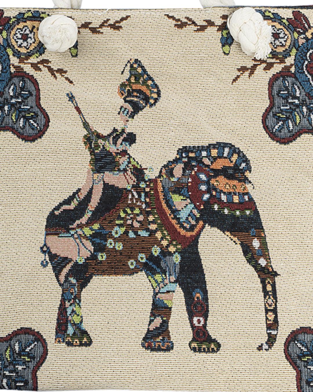Donati Tote Bag, Elephant Print, Multicolour, Cotton - MARKET 99