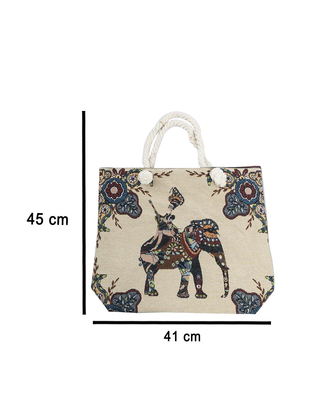 Donati Tote Bag, Elephant Print, Multicolour, Cotton - MARKET 99