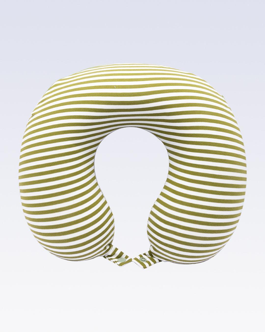 Donati Travel Pillow, Neck Pillow, for Neck Support, Blue & White Colour Stripes, Memory Foam - MARKET 99