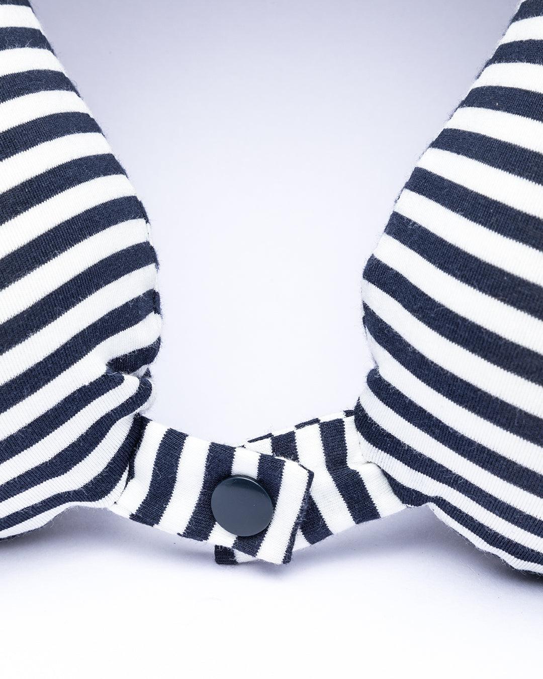 Donati Travel Pillow, Neck Pillow, for Neck Support, Blue & White Colour Stripes, Memory Foam - MARKET 99