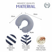 Donati Travel Pillow, Neck Pillow, for Neck Support, Blue & White Colour Stripes, Memory Foam - MARKET 99