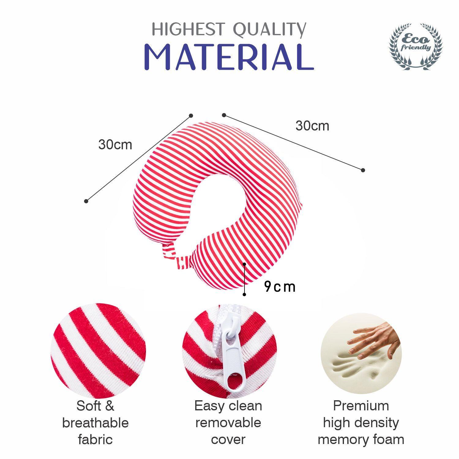 Donati Travel Pillow, Neck Pillow, for Neck Support, Blue & White Colour Stripes, Memory Foam - MARKET 99