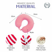 Donati Travel Pillow, Neck Pillow, for Neck Support, Blue & White Colour Stripes, Memory Foam - MARKET 99