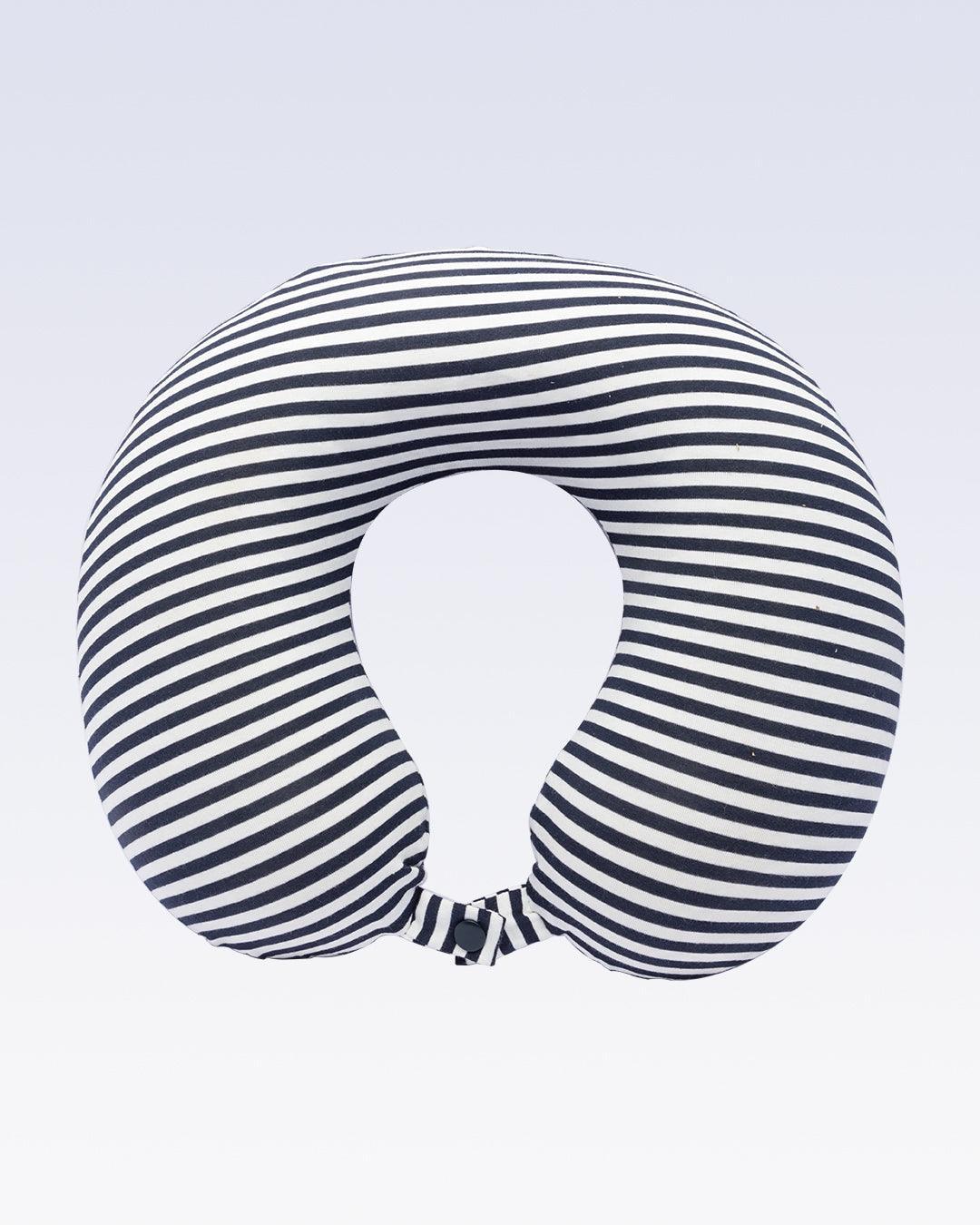 Donati Travel Pillow, Neck Pillow, for Neck Support, Blue & White Colour Stripes, Memory Foam - MARKET 99