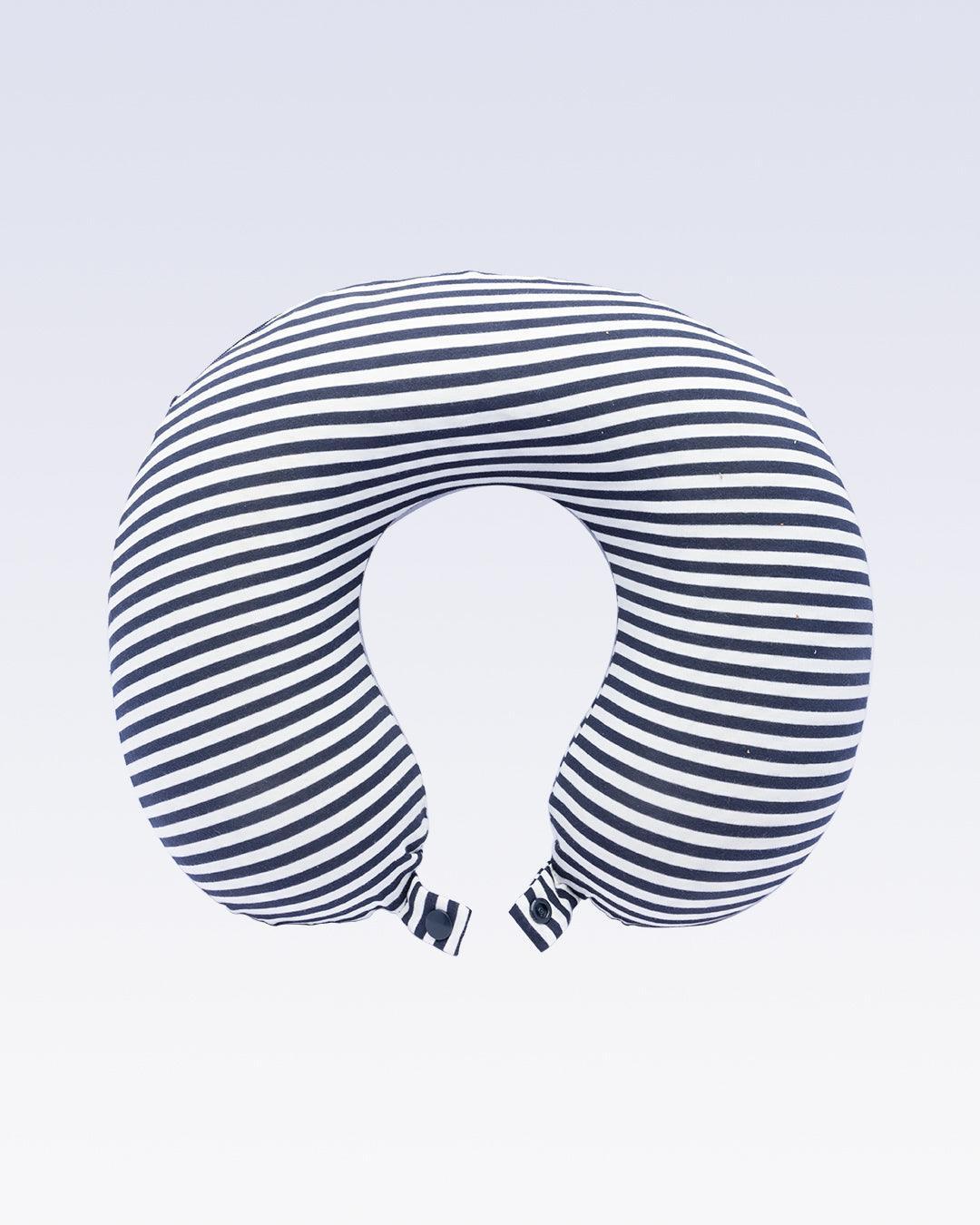 Donati Travel Pillow, Neck Pillow, for Neck Support, Blue & White Colour Stripes, Memory Foam - MARKET 99