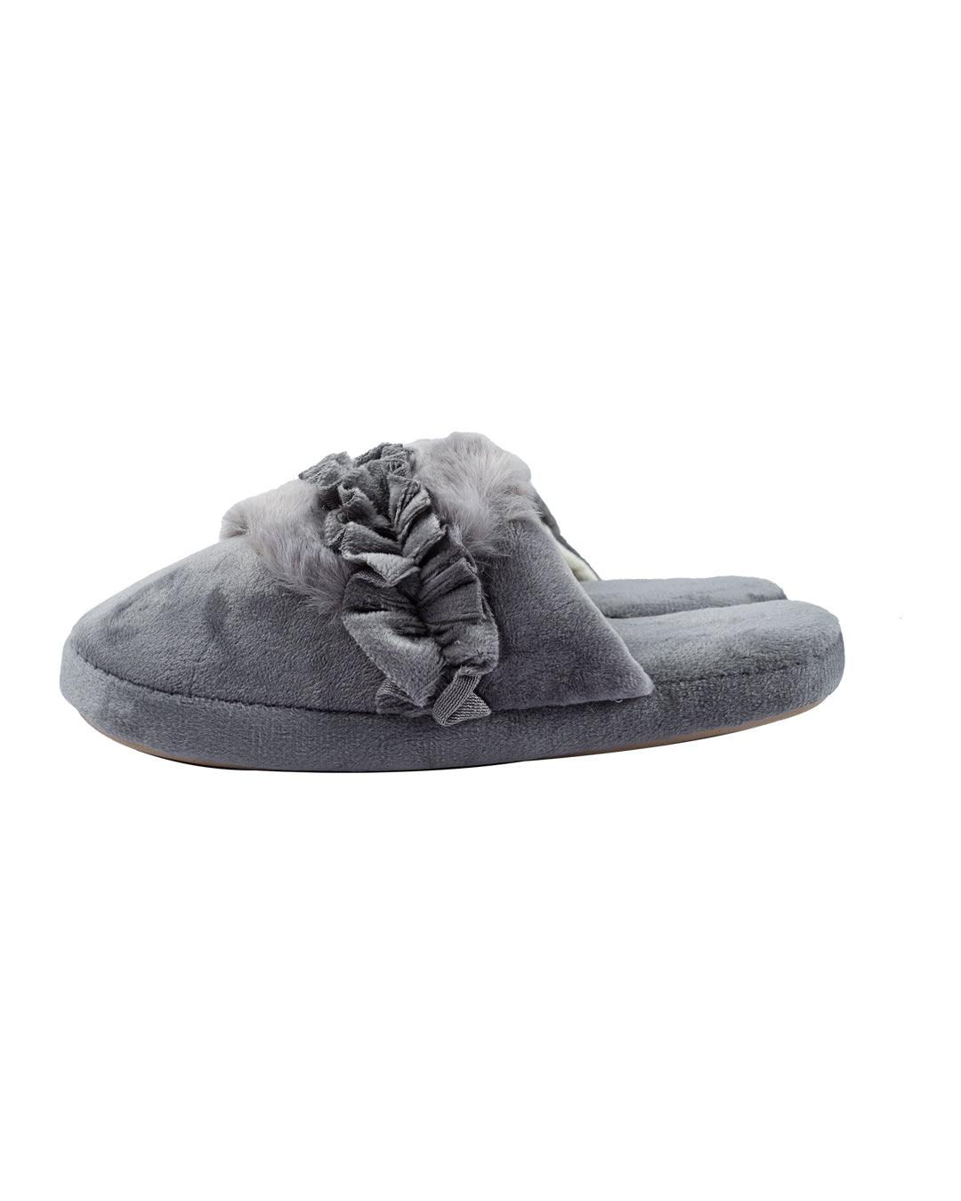 Donati Woman Fluffy Slippers, Grey, Polyester - MARKET 99