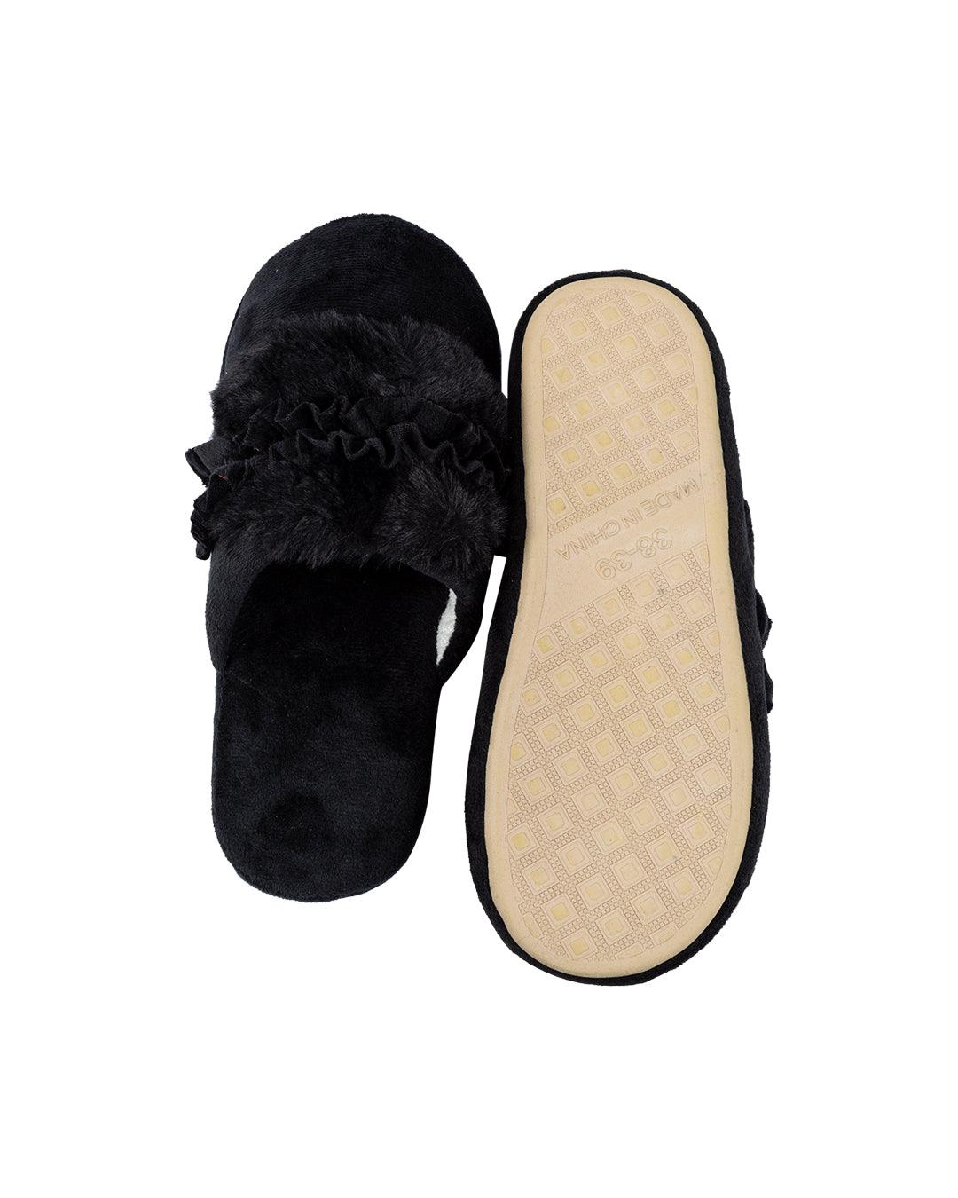 Donati Woman Fluffy Slippers, Olive Green, Polyester - MARKET 99