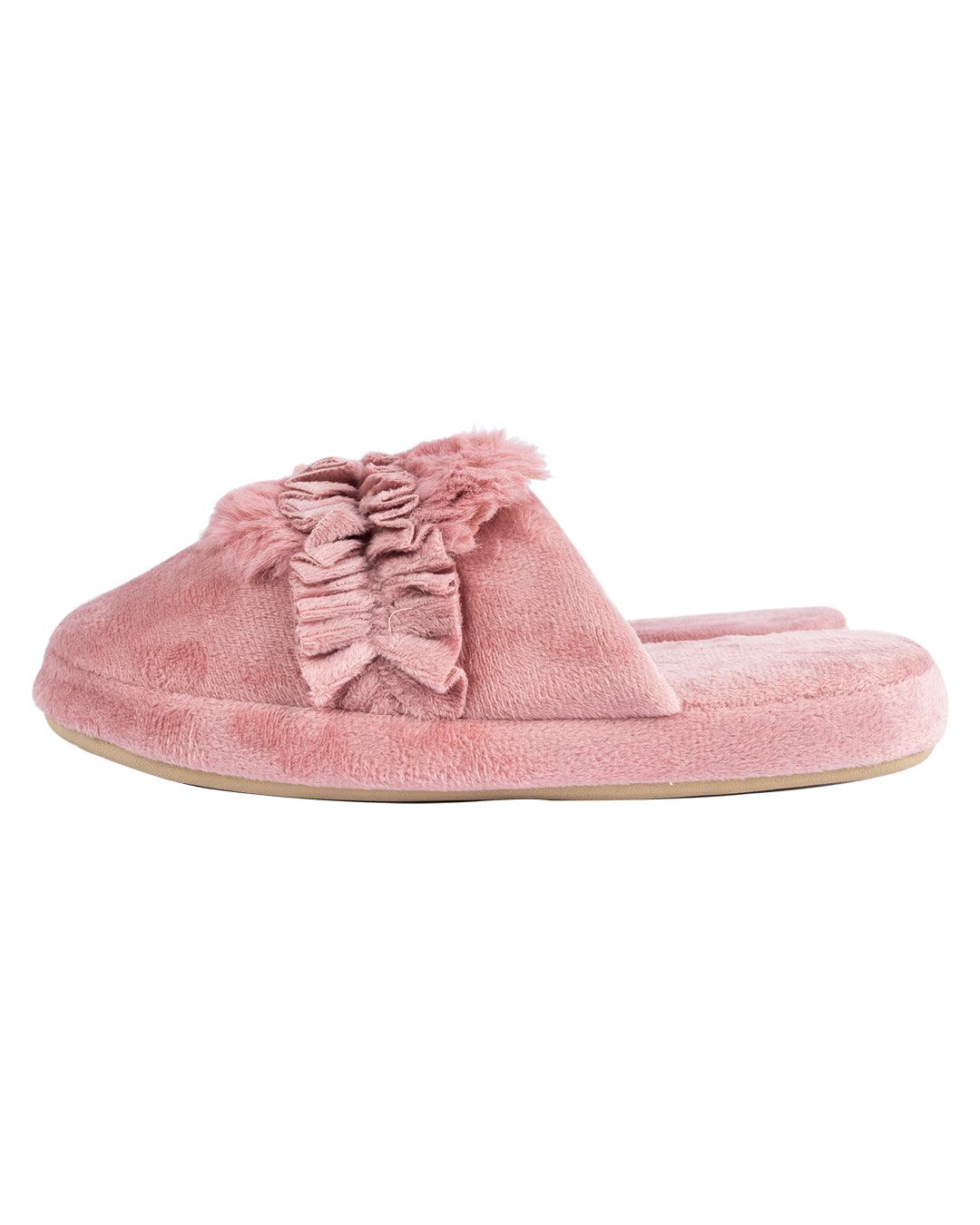 Donati Woman Fluffy Slippers, Peach, Polyester - MARKET 99