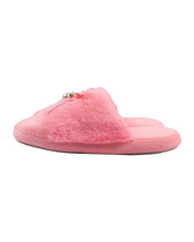 Donati Woman Fluffy Slippers, Ribbon & Pearl, Pink, Polyester - MARKET 99