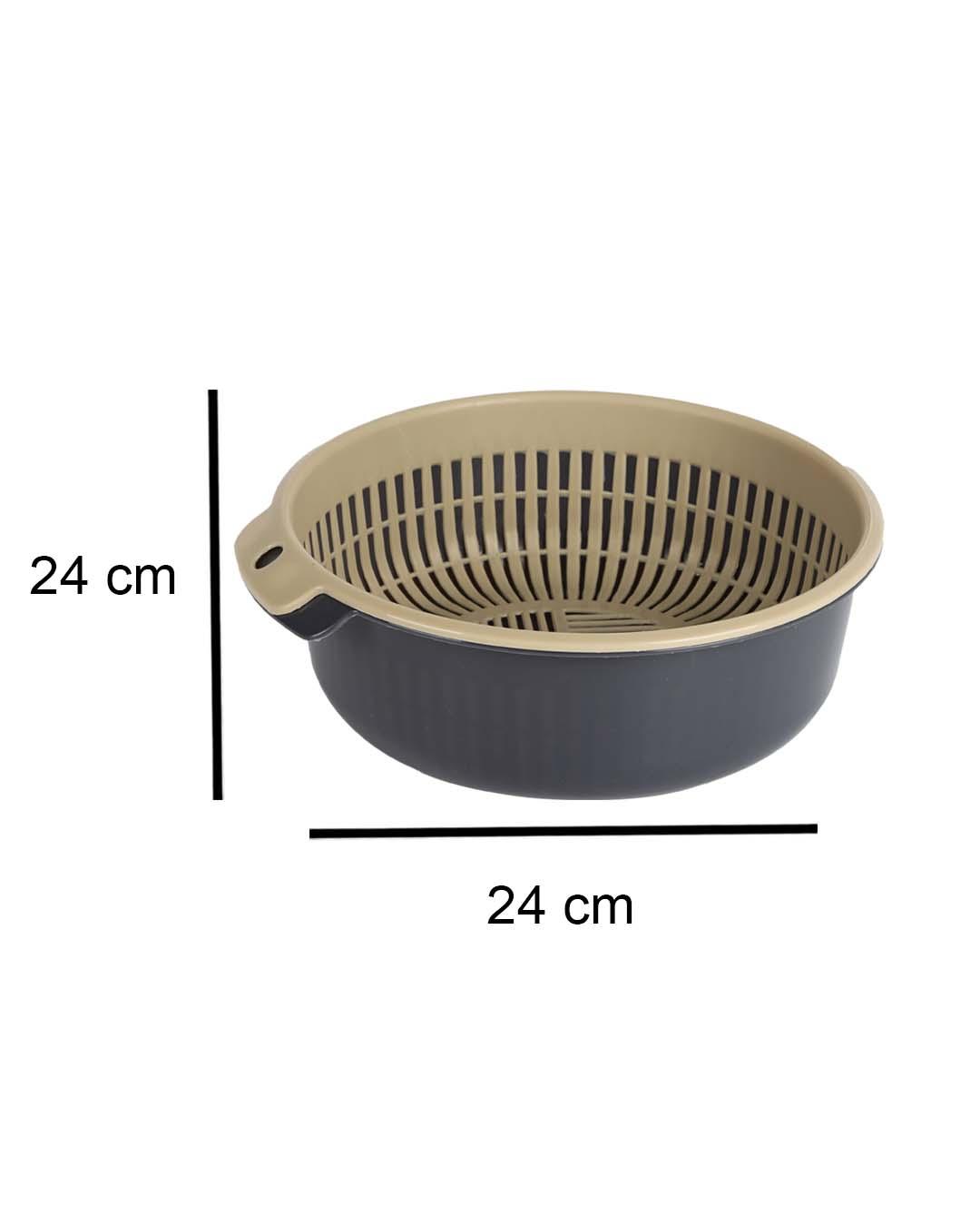 Double Layer Colander, Navy Blue, Plastic - MARKET 99