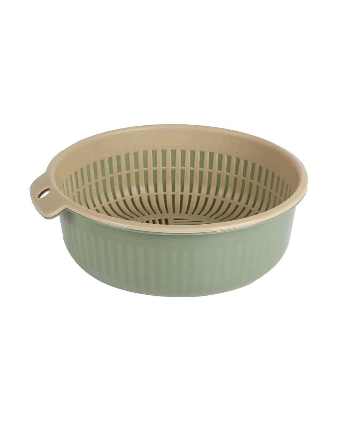 Double Layer Colander, Olive Green, Plastic - MARKET 99