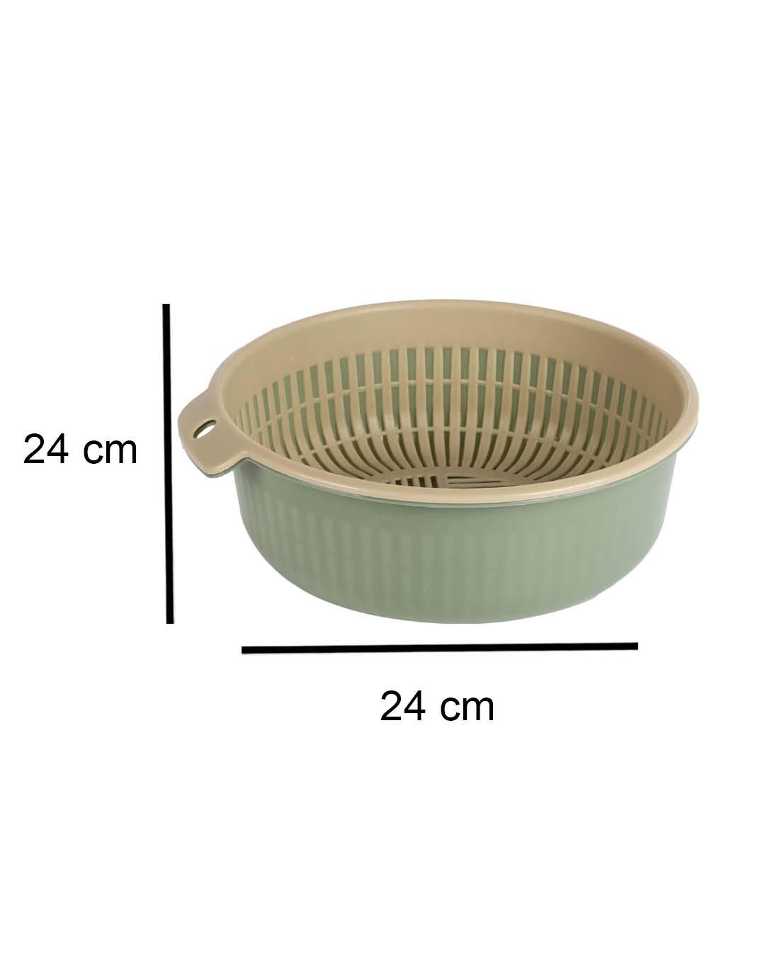 Double Layer Colander, Olive Green, Plastic - MARKET 99