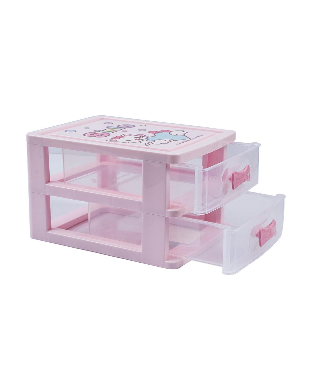 Double Layer Table Drawer Organizer, Pink, Plastic