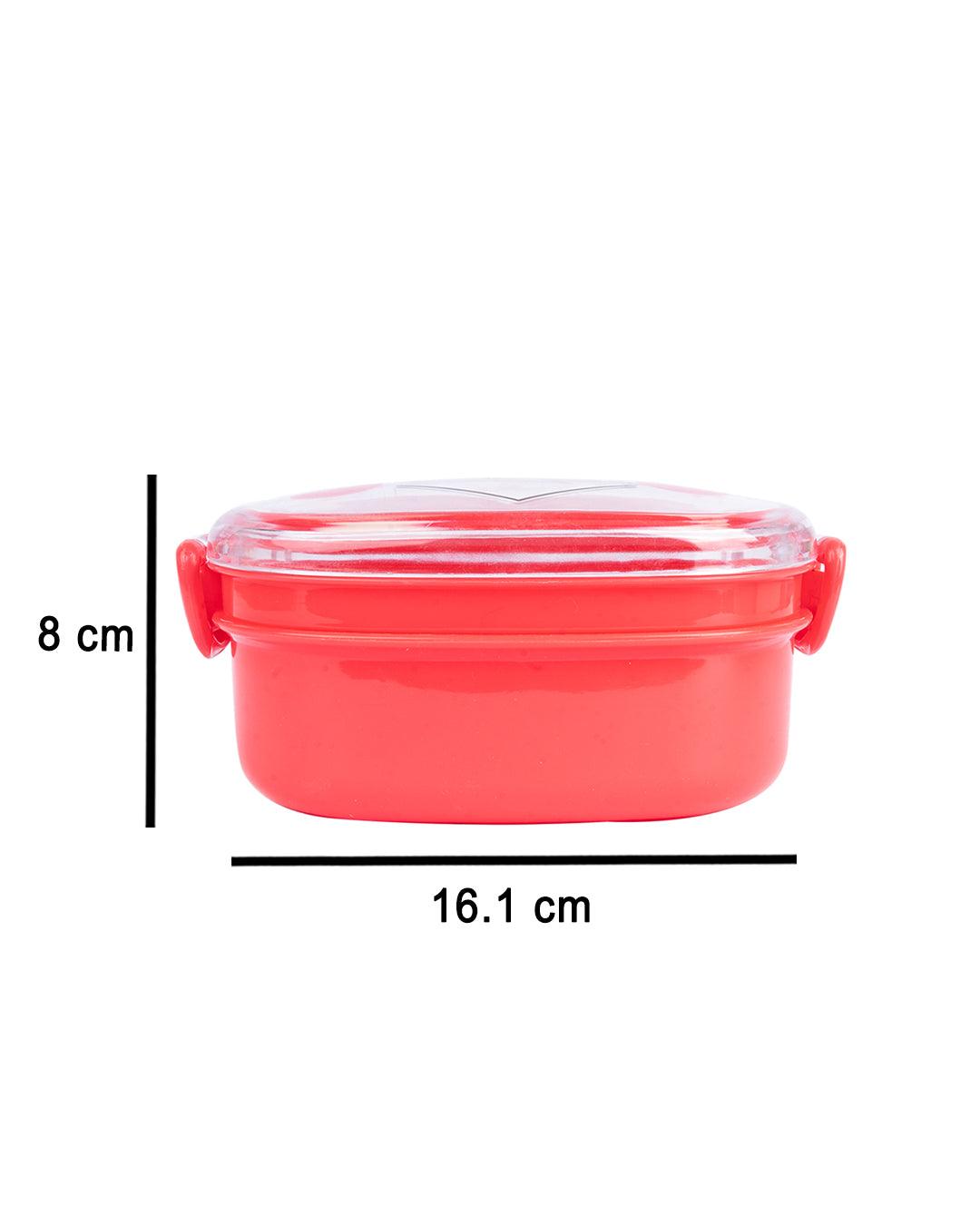Double Layer Frog Shape Lunch Box for Kids With Spoon, Red, Plastic - MARKET 99