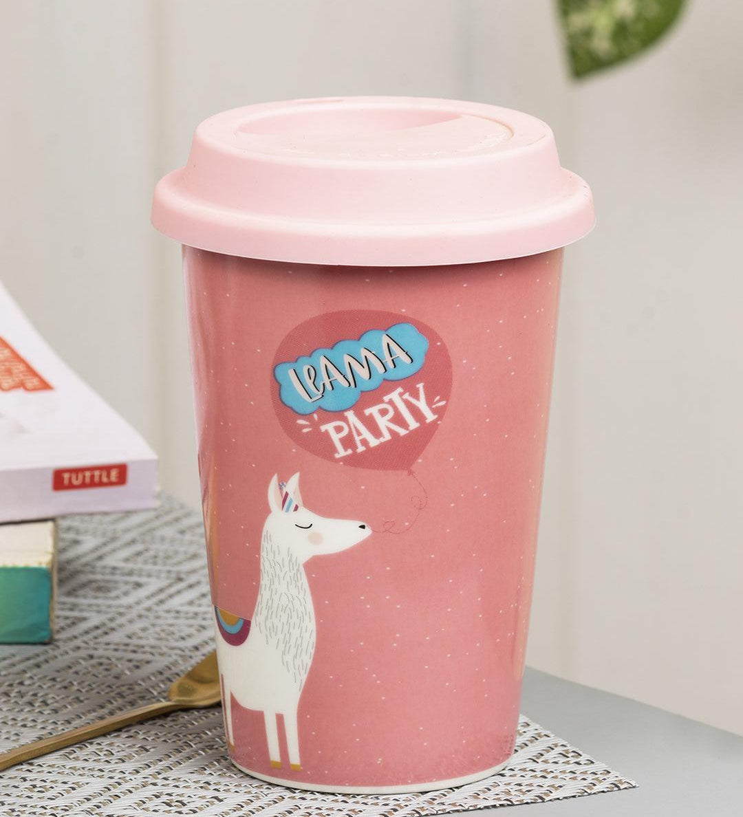 Double Wall Ceramic Travel Mug With Lid (400 mL) - MARKET 99