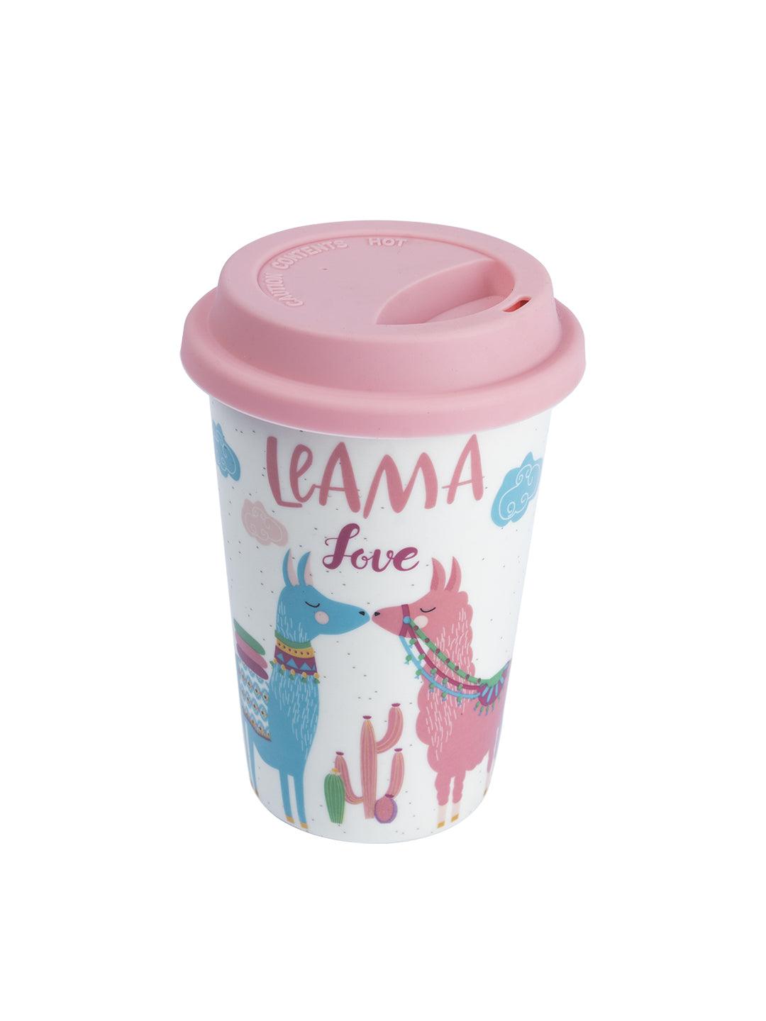 Double Wall Ceramic Travel Mug With Lid (400 mL) - MARKET 99