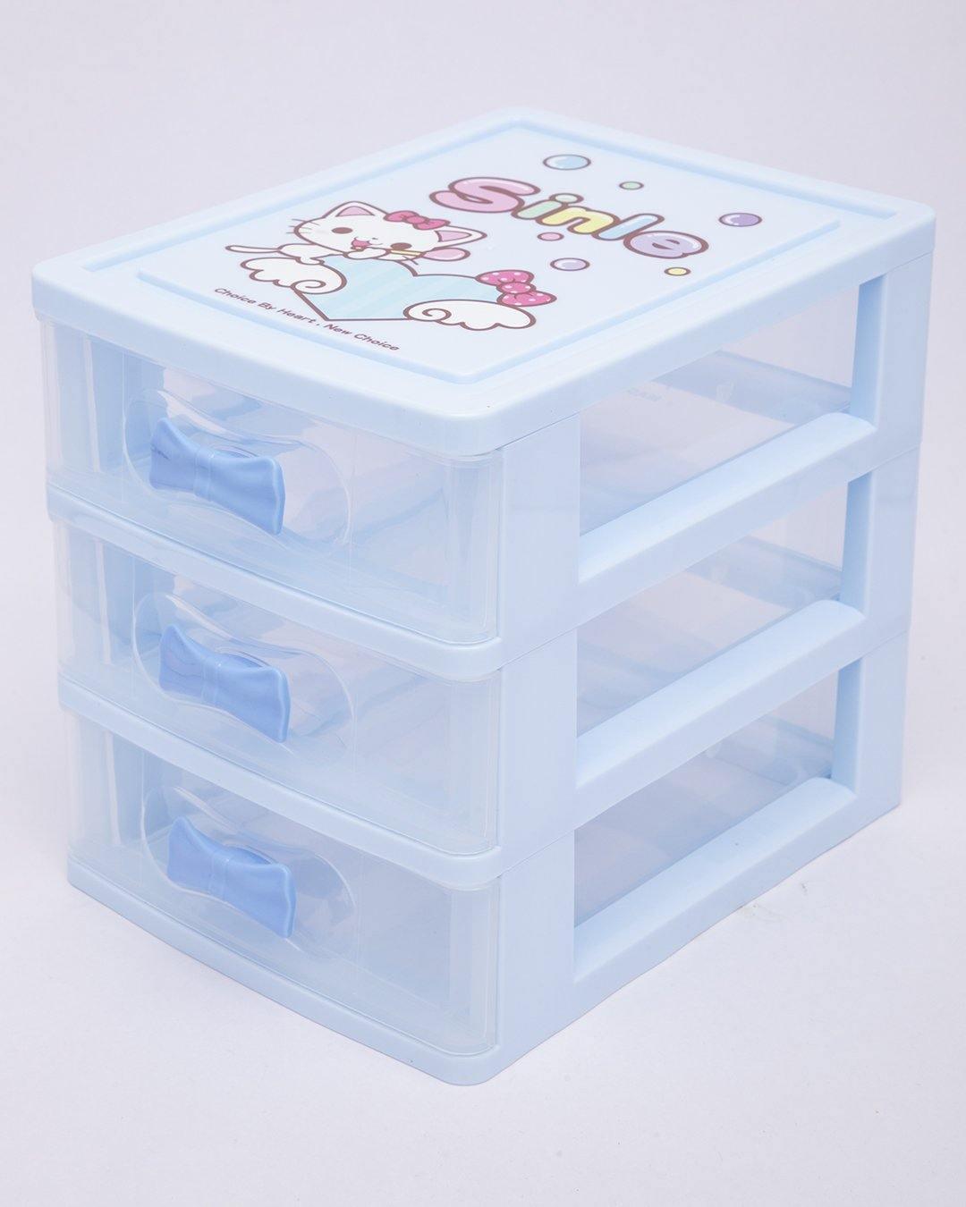 Drawer, Modern Design, 3 Layer Drawer, Blue, Plastic - MARKET 99