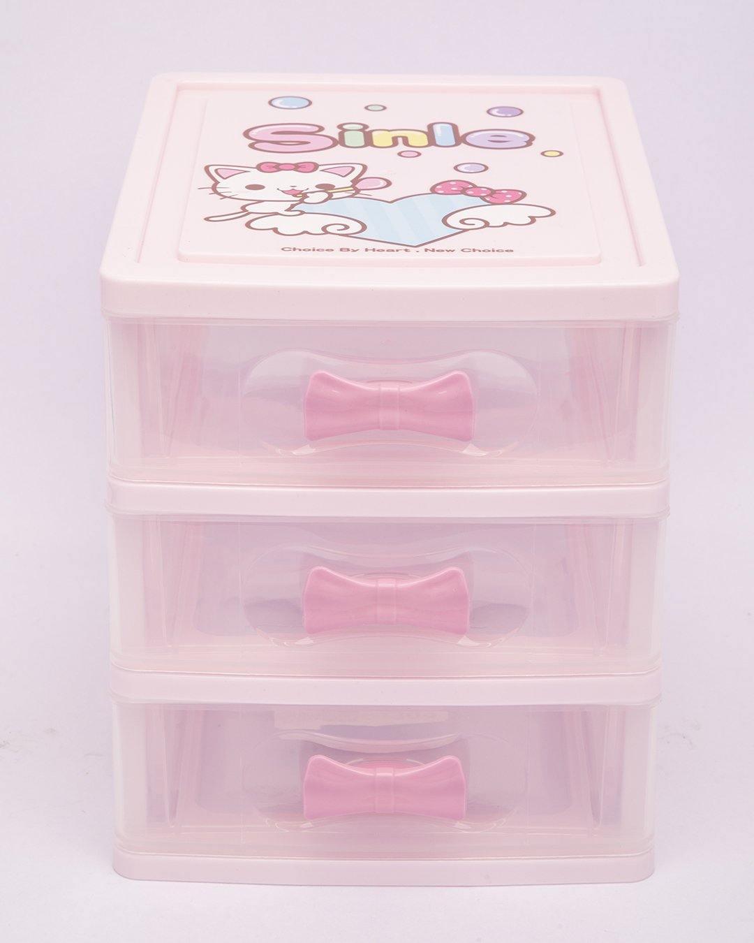 Drawer, Modern Design, 3 Layer Drawer, Pink, Plastic - MARKET 99