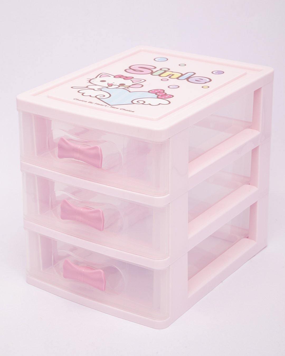 Drawer, Modern Design, 3 Layer Drawer, Pink, Plastic - MARKET 99