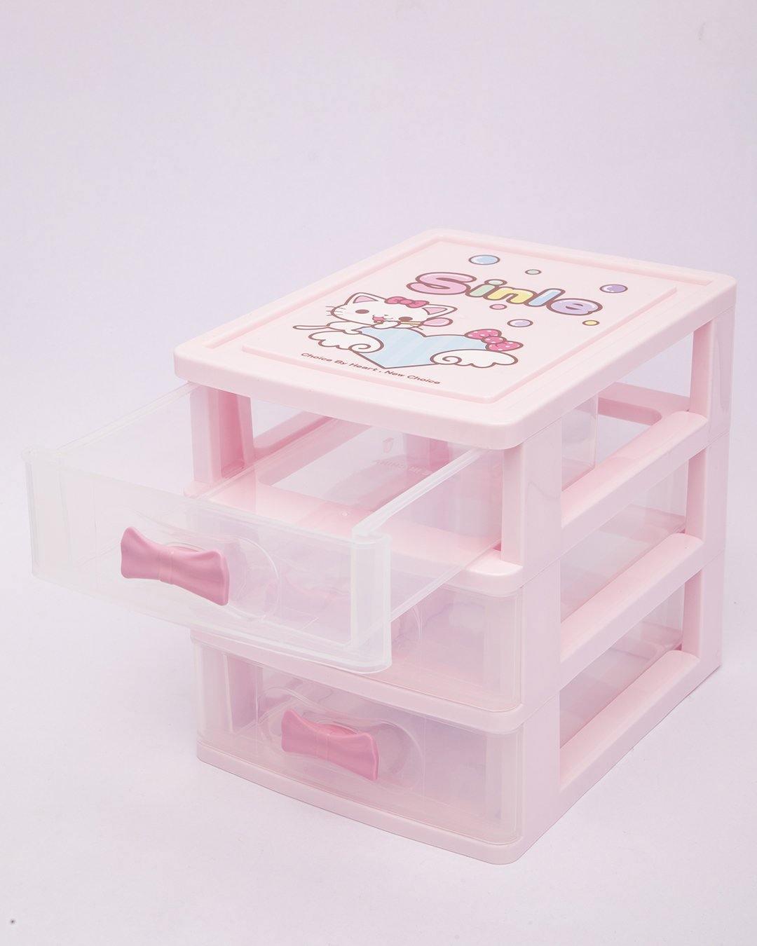 Drawer, Modern Design, 3 Layer Drawer, Pink, Plastic - MARKET 99