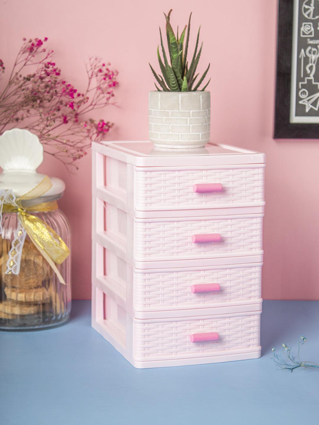 Drawer, Modern Design, 4 Layer Drawer, Pink, Plastic - MARKET 99