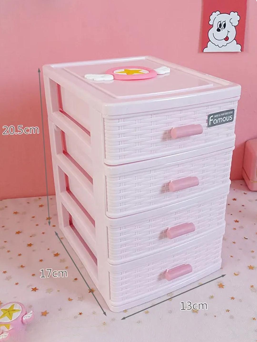 Drawer, Modern Design, 4 Layer Drawer, Pink, Plastic - MARKET 99