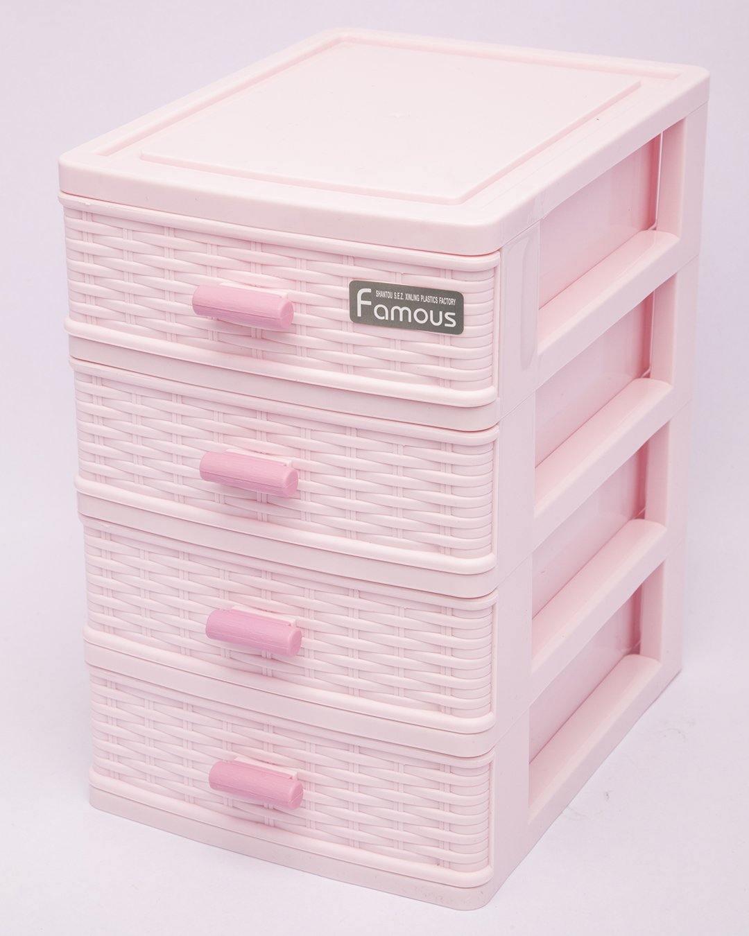 Drawer, Modern Design, 4 Layer Drawer, Pink, Plastic - MARKET 99