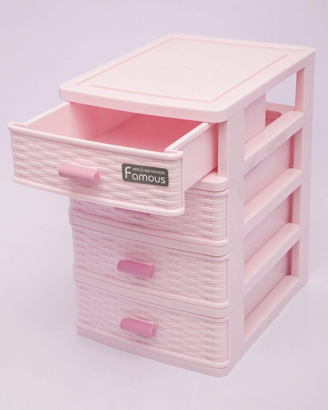 Drawer, Modern Design, 4 Layer Drawer, Pink, Plastic - MARKET 99