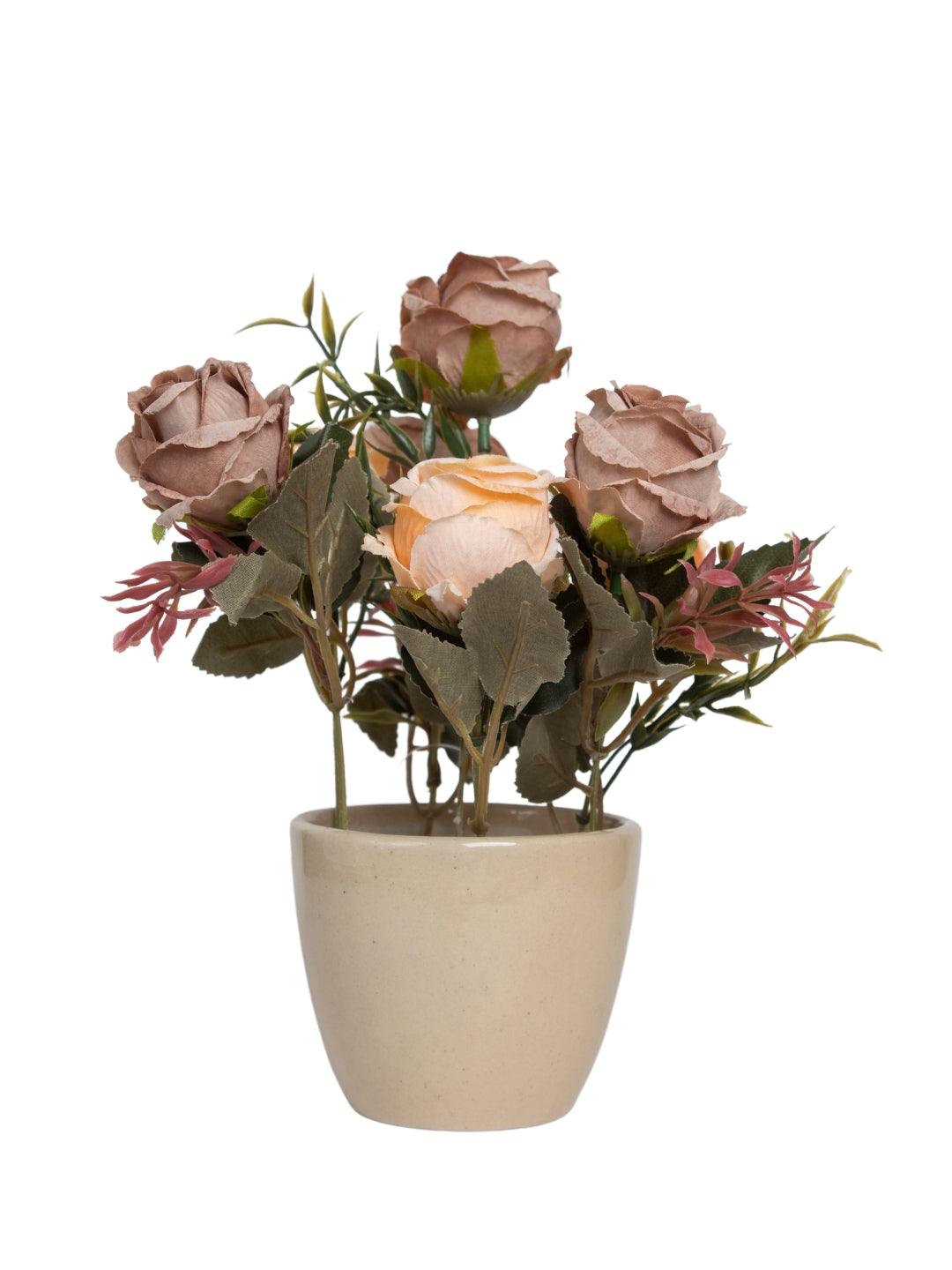 Dried Roses Artificial Flower Container Home Decor - MARKET 99