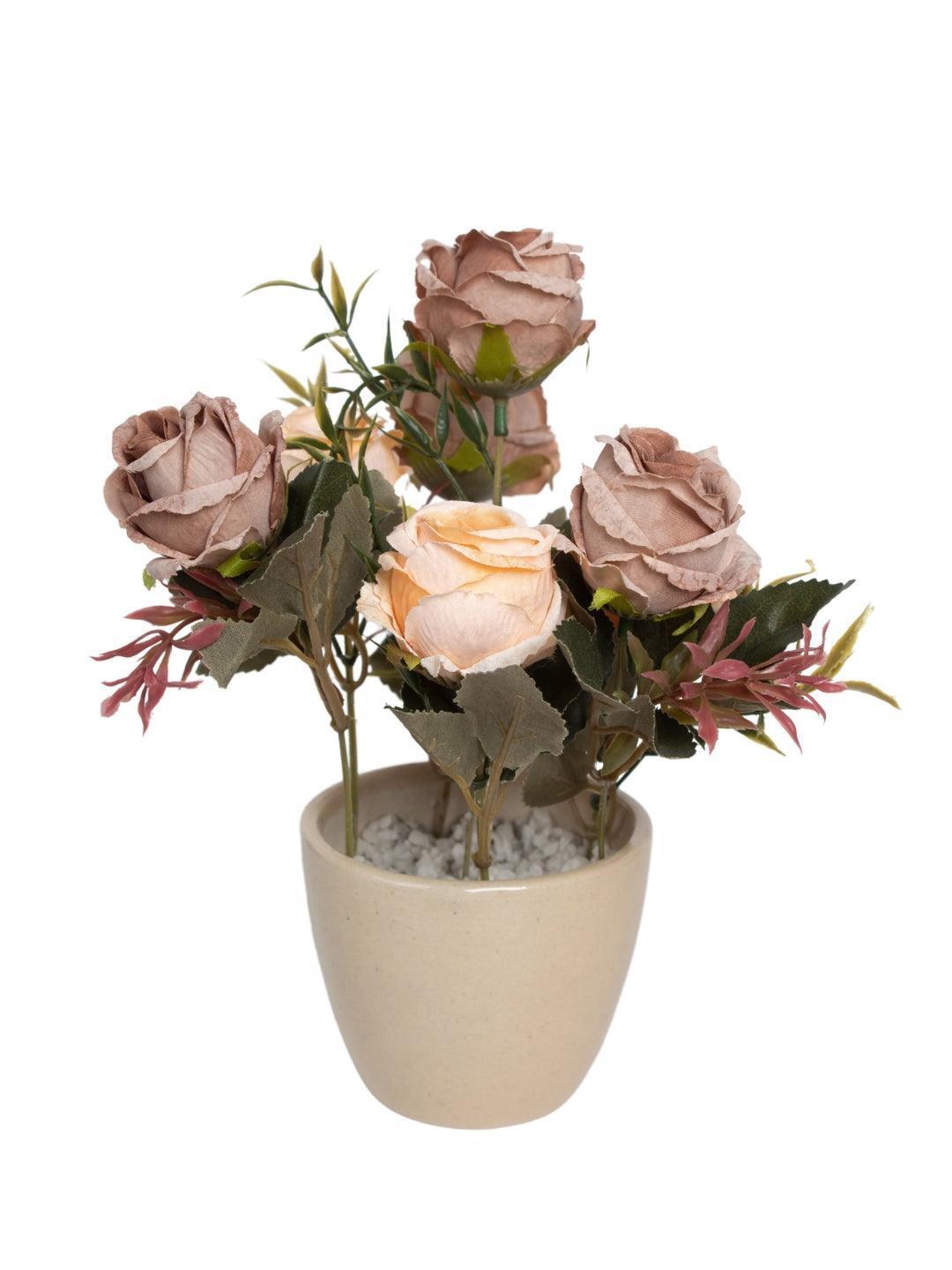 Dried Roses Artificial Flower Container Home Decor - MARKET 99
