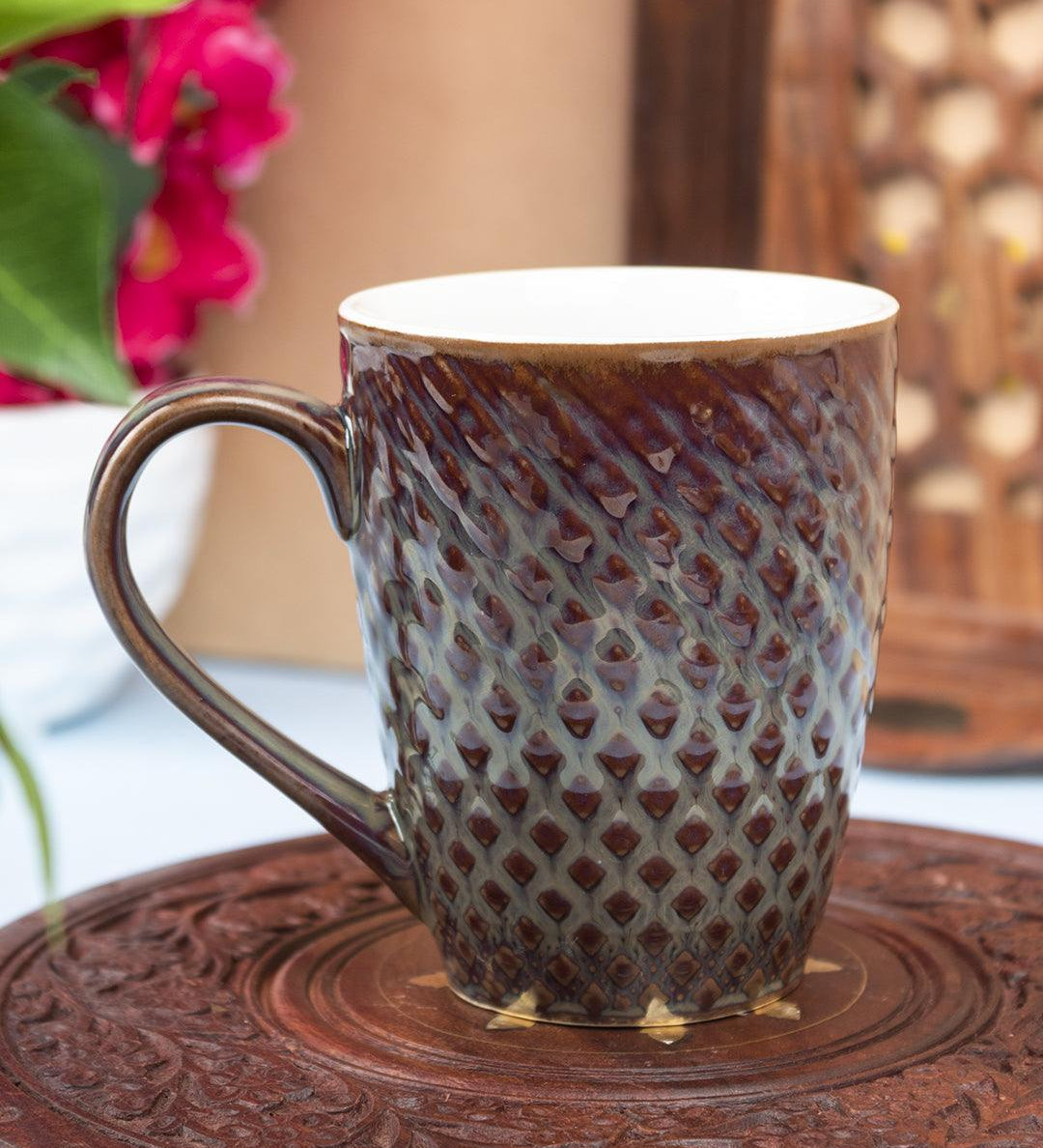 Dual Glazed Diamond Textured Ceramic Mug (Matte Finish, 330 mL) - MARKET 99