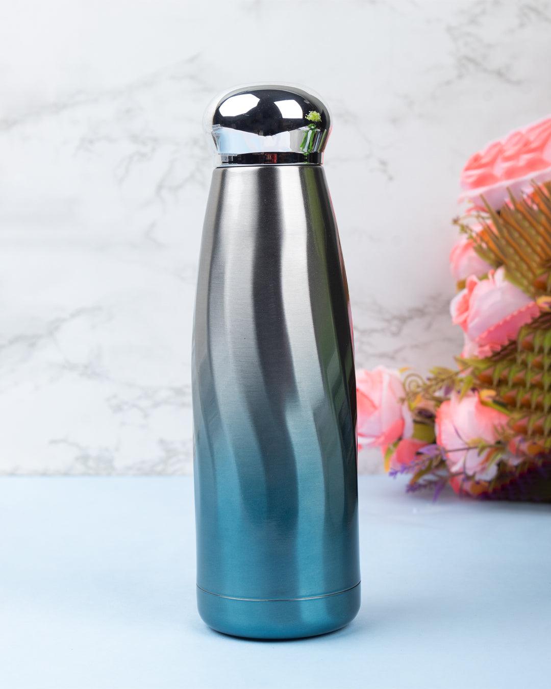 Dual Shade Water Bottle, Temperature Retention, Blue, Stainless Steel, 350ML - MARKET 99