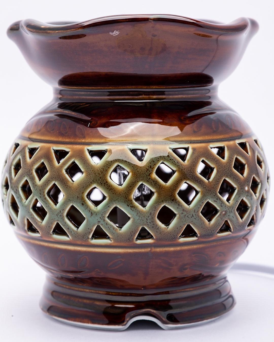 Electric Aroma Burner, Reed Diffuser, Essential Oil Diffuser, Brown, Ceramic - MARKET 99