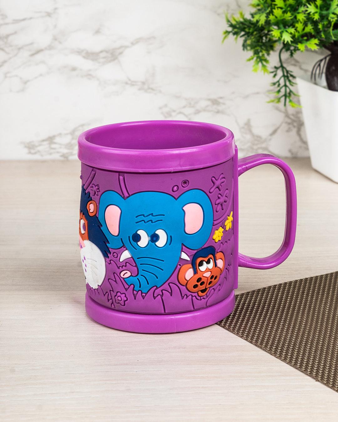 Elephant Mug for Kids, Purple, Plastic, 280 mL - MARKET 99