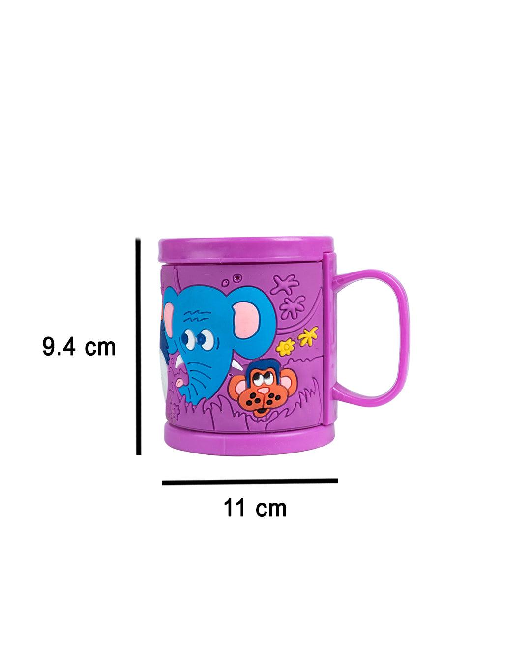 Elephant Mug for Kids, Purple, Plastic, 280 mL - MARKET 99