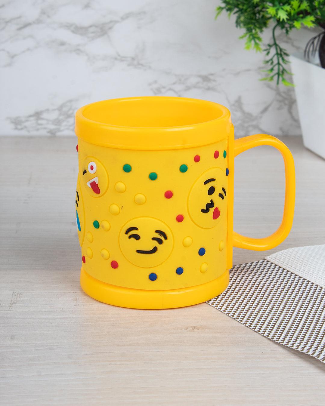 Emoji Print Children Milk Mug, Yellow, Plastic, 280 mL - MARKET 99