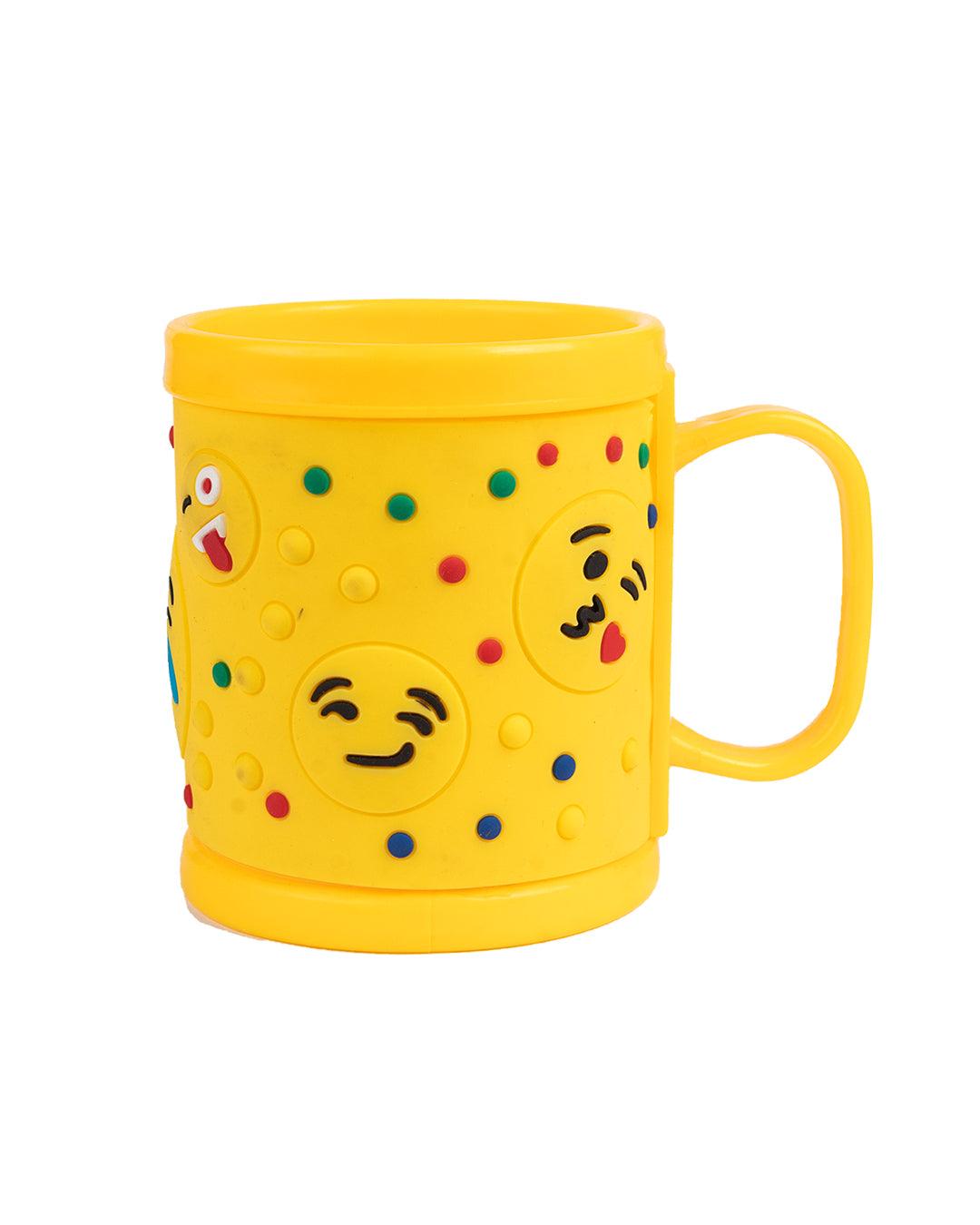 Emoji Print Children Milk Mug, Yellow, Plastic, 280 mL - MARKET 99