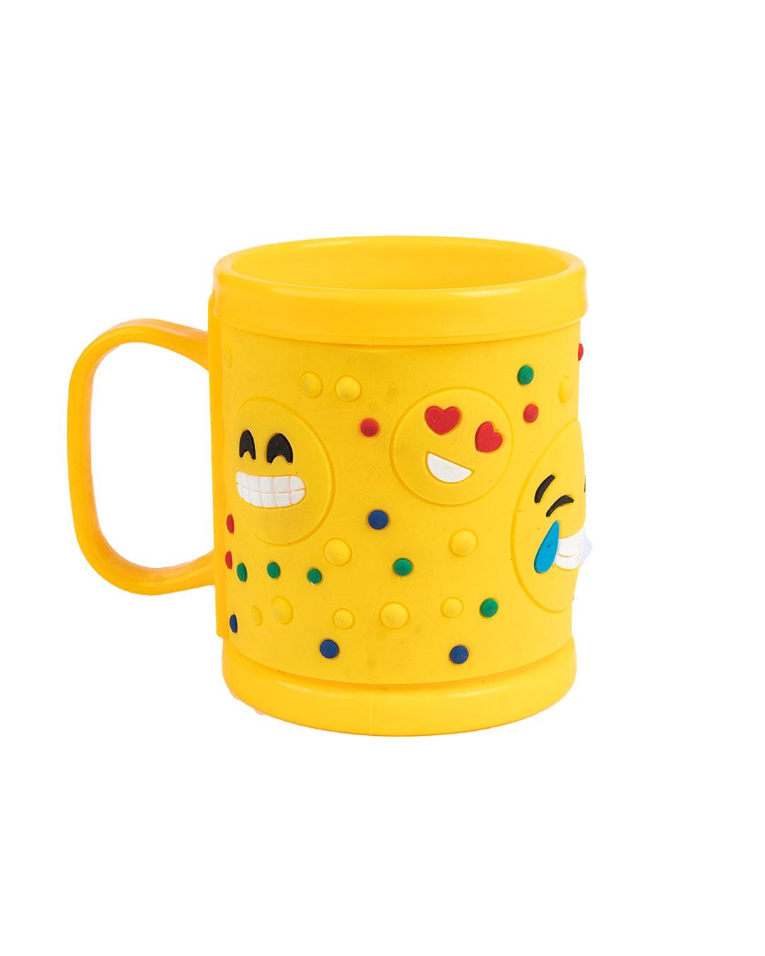 Emoji Print Children Milk Mug, Yellow, Plastic, 280 mL - MARKET 99