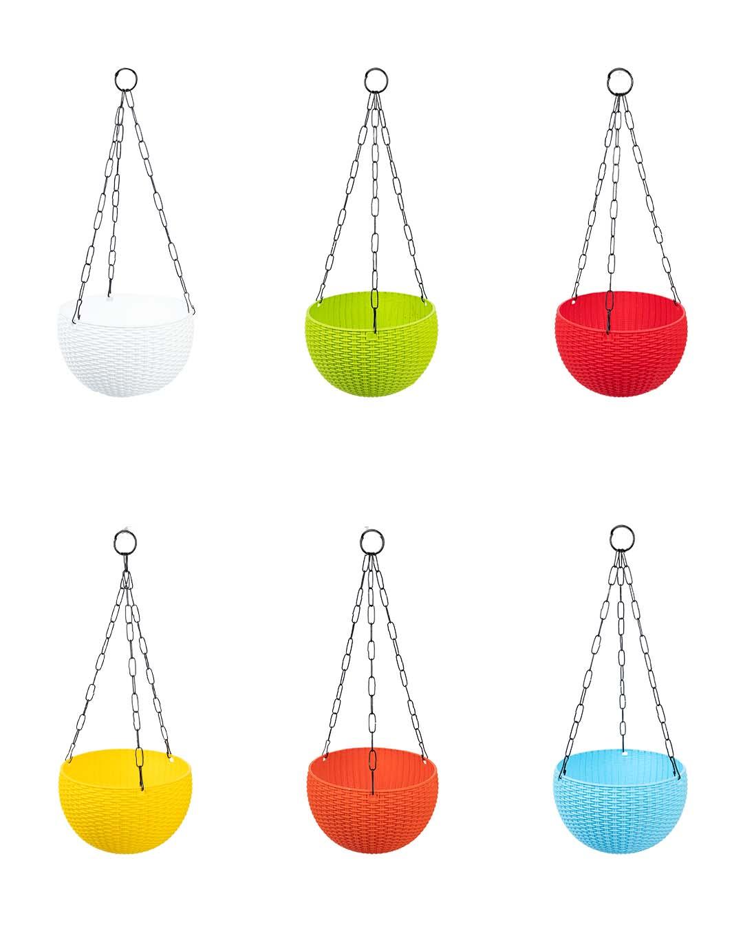 Euro Hanging Pots, Assorted Colours, Plastic, Set of 6 - MARKET 99