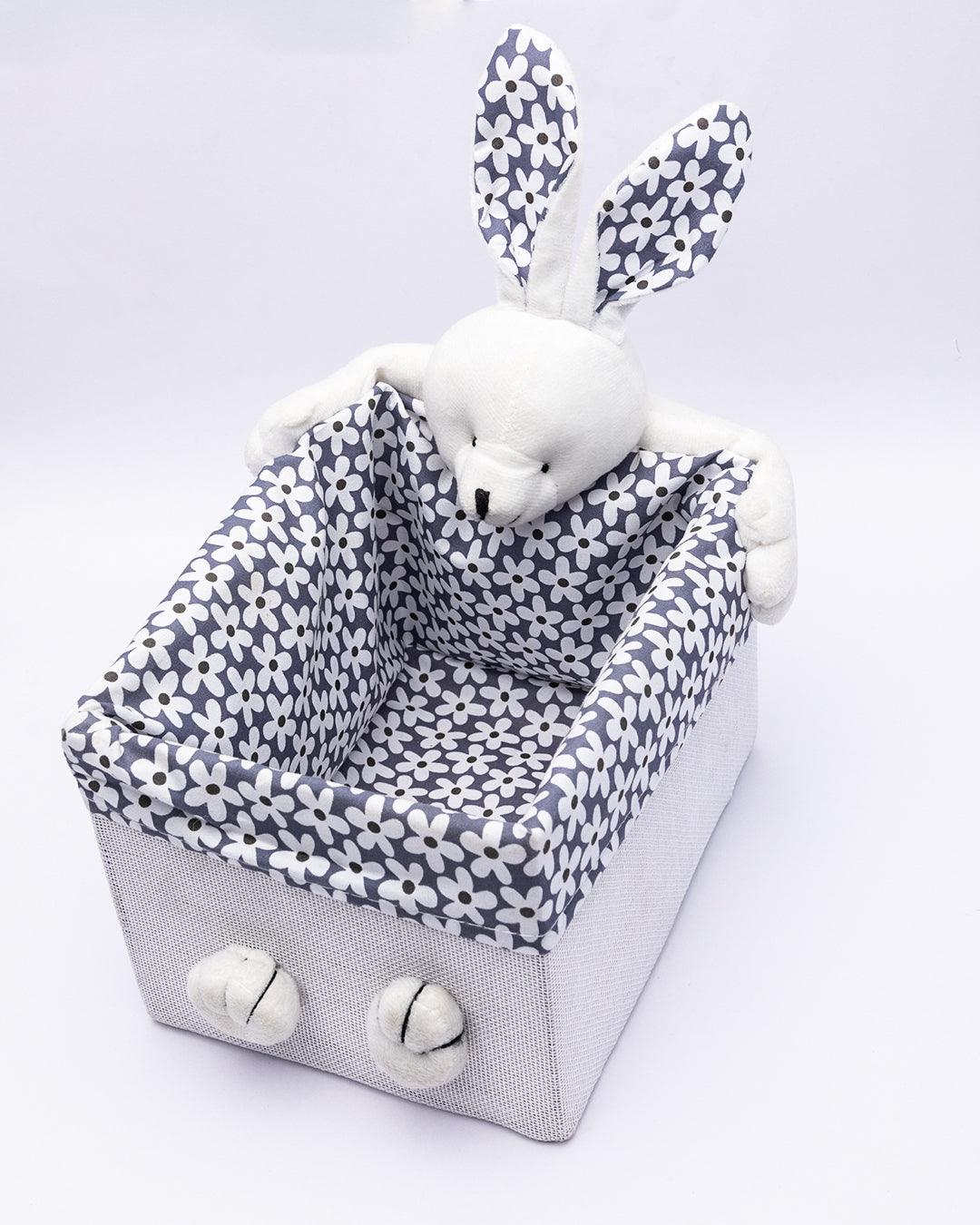 Fabric Toy Basket, for Home Storage, Bunny, Grey, Paper & Fabric, Set of 2 - MARKET 99