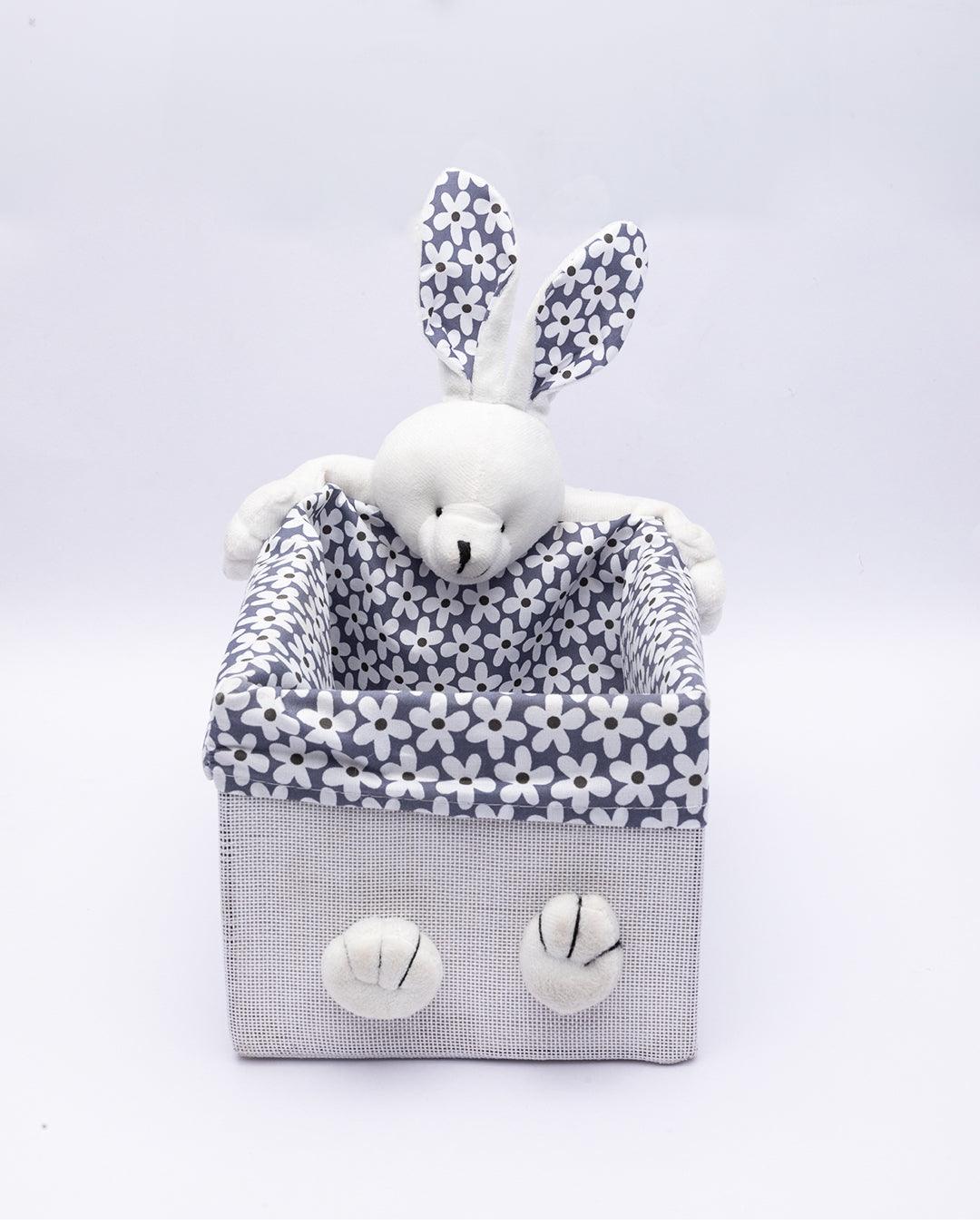 Fabric Toy Basket, for Home Storage, Bunny, Grey, Paper & Fabric, Set of 2 - MARKET 99