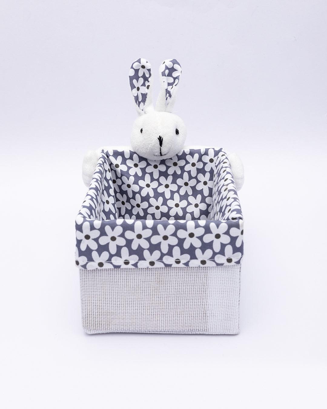 Fabric Toy Basket, for Home Storage, Bunny, Grey, Paper & Fabric, Set of 2 - MARKET 99