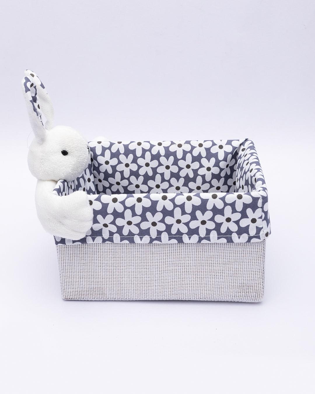 Fabric Toy Basket, for Home Storage, Bunny, Grey, Paper & Fabric, Set of 2 - MARKET 99