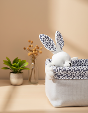 Fabric Toy Basket, for Home Storage, Bunny, Grey, Paper & Fabric, Set of 2