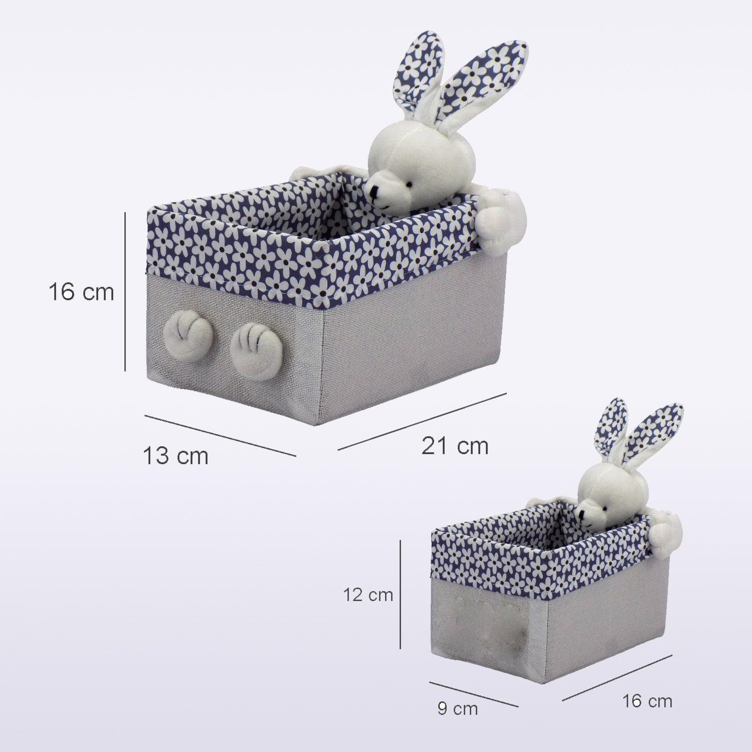 Fabric Toy Basket, for Home Storage, Bunny, Grey, Paper & Fabric, Set of 2 - MARKET 99