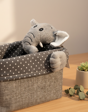 Fabric Toy Basket, for Home Storage, Elephant, Grey, Paper & Fabric, Set of 2