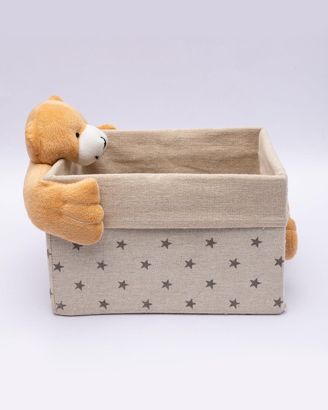 Fabric Toy Basket, for Home Storage, Teddy Bear, Brown, Paper & Fabric, Set of 2 - MARKET 99